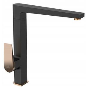 Invena Midnight, robinet de lavoar de sine stătător, negru-aur roz, BZ-35-014-V