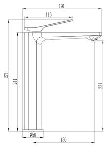 Invena Neri, baterie chiuveta inalta h-272, cupru mat, INV-BU-P1-W14-L