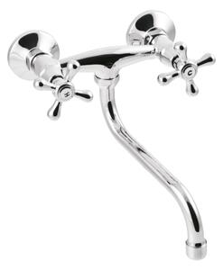 Invena Roma, baterie chiuveta cu gura prelungita 250mm tip S, crom, INV-BC-22-00S-L