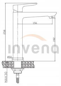 Invena Siros, baterie chiuveta inalta h-258, negru mat, INV-BU-90-W04-A