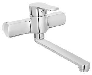 Invena Verso, baterie de perete pentru chiuvetă cu gura lungă 200 mm, crom, INV-BC-82-001-C