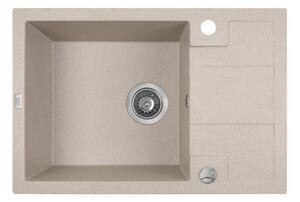 Laveo Barbados, chiuvetă granit cu 1 cameră 650x440x215 mm, bej, LAV-SBB_413T