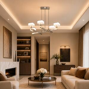 Lustra Milano LED cu 6 Brate, Finisaj Aluminiu Periat - Gold Bussy Lighting 5876-6
