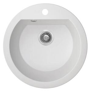 Laveo Dafne, chiuvetă granit cu 1 cameră 510x510x205 mm, alb, LAV-SBD_680T