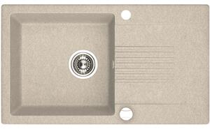 Laveo Celia, chiuveta granit cu 1 camera 760x440x185 mm cu scurgere lunga, bej, LAV-SBC_411T
