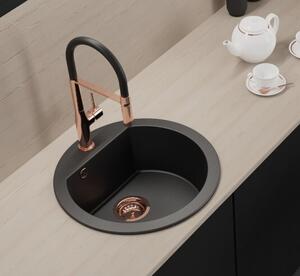 Laveo Dafne, chiuvetă granit cu 1 cameră 510x510x205 mm, negru, LAV-SBD_780T