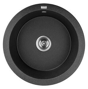 Laveo Dafne, chiuvetă granit cu 1 cameră 510x510x205 mm, negru, LAV-SBD_788Y