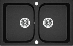 Laveo Celia, chiuveta granit cu 2 camere 760x480x184 mm, negru, LAV-SBC_720T