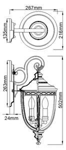 Aplică de exterior Feiss FE-EB2-M-BRB ENGLISH BRIDLE 3xE14/60W/230V IP44