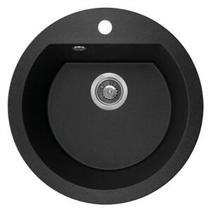 Laveo Dafne, chiuvetă granit cu 1 cameră 510x510x205 mm, negru, LAV-SBD_780T