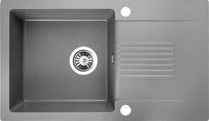 Laveo Celia, chiuveta granit cu 1 camera 760x440x185 mm cu scurgere lunga, gri, LAV-SBC_511T