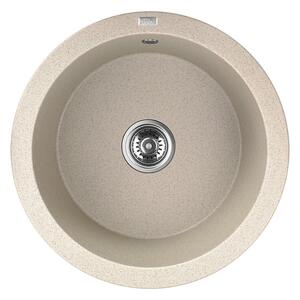 Laveo Dafne, chiuvetă granit cu 1 cameră 510x510x205 mm, bej, LAV-SBD_488Y