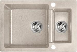 Laveo Celia, chiuveta granit cu 1,5 camere 650x440x195 mm, bej, LAV-SBC_430T