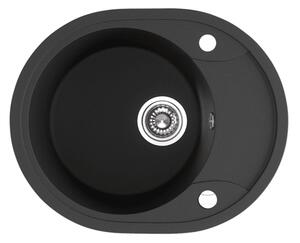 Laveo Dafne, chiuvetă granit cu 1 cameră 580x470x198 mm, negru, LAV-SBD_783T