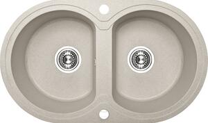 Laveo Dafne, chiuveta granit cu 2 camere 780x470x204 mm, bej, LAV-SBD_420T