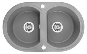 Laveo Dafne, chiuvetă granit cu 2 camere 780x470x204 mm, gri, LAV-SBD_520T