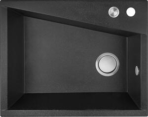Laveo Grenada, chiuvetă granit cu 1 cameră 600x480x227 mm, negru, LAV-SBG_710T