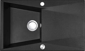 Laveo Grenada, chiuvetă granit cu 1 cameră 780x480x204 mm, negru, LAV-SBG_711T