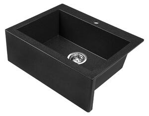 Laveo Komodo, chiuvetă granit cu 1 cameră 586x490x221 mm, pete negre, LAV-SBK_710A