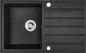Laveo Margarita, chiuveta granit cu 1 camera 790x490x230 mm, negru, LAV-SBM_711T