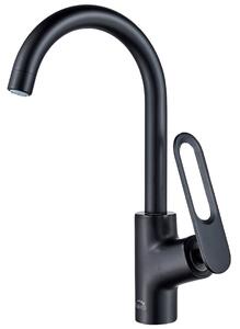 Laveo Tierra, baterie pentru chiuveta cu pipa in forma de U h-355, negru mat, LAV-BAJ_768D
