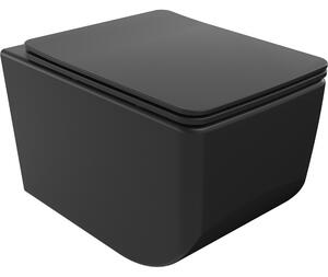 Mexen Vera vas de toaletă suspendată Rimless cu capac cu închidere lentă slim, duroplast, negru mat - 30164070