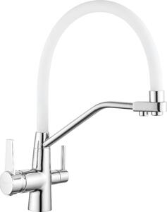 Mexen Duo, baterie pentru chiuvetă înaltă, alb-crom, 671701-02