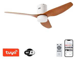 ZEVENTI - LED ventilator de tavan PADUA LED/18W/230V Wi-Fi Tuya alb/maro + telecomandă