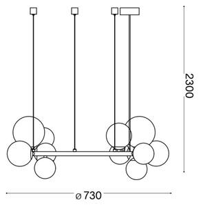 Ideal Lux - Lustră LED suspendată pe cablu PERLAGE 11xG9/3W/230V diam. 73 cm negru/fumuriu