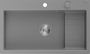 Mexen Omar, chiuveta granit cu 1 camera 800x480x210 mm, gri, sifon crom, 6520801005-71