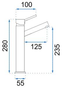 Rea Lumi - baterie pentru chiuveta inalta, gri, REA-B8026