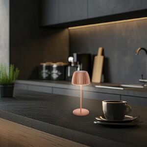 Briloner Lampa de masă cu LED și baterie reîncărcabilă Brilo unplugged Riffle, 20 cm,, reglabil, Cupru, Camera de zi / sufragerie, Metal