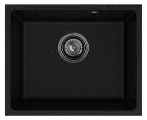 SINK Quality Chiuveta Quality Crypton 55, chiuveta granit bucatarie 460x375x205 mm + sifon negru, negru, SKQ-CRY.C.1KBO.55.XB