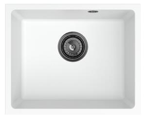 SINK Quality Chiuveta Quality Crypton 55, chiuveta granit bucatarie 460x375x205 mm + sifon negru, alb, SKQ-CRY.W.1KBO.55.XB