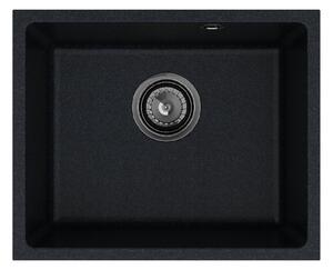 SINK Quality Chiuveta Quality Crypton 55, chiuveta granit bucatarie 460x375x205 mm + sifon negru, pete negre, SKQ-CRY.B.1KBO.55.XB