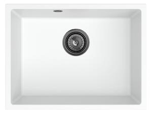 SINK Quality Chiuveta Quality Crypton 60, chiuveta granit bucatarie 535x400x205 mm + sifon negru, alb, SKQ-CRY.W.1KBO.60.XB