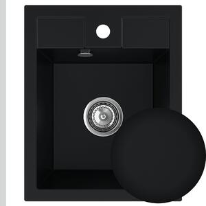 SINK Quality Chiuveta Quality Ferrum 40, chiuveta granit bucatarie 400x500x195 mm + sifon crom, negru, SKQ-FER.C.1K40.X
