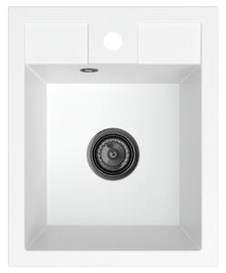 SINK Quality Chiuveta Quality Ferrum 40, chiuveta granit bucatarie 400x500x195 mm + sifon negru, alb, SKQ-FER.W.1K40.XB