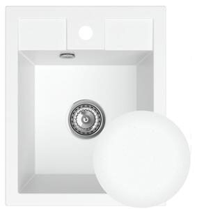 SINK Quality Chiuveta Quality Ferrum 40, chiuveta granit bucatarie 400x500x195 mm + sifon crom, alb, SKQ-FER.W.1K40.X