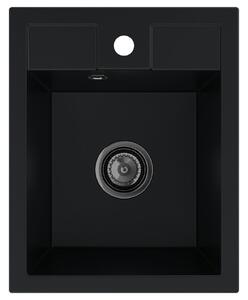 SINK Quality Chiuveta Quality Ferrum 40, chiuveta granit bucatarie 400x500x195 mm + sifon negru, negru, SKQ-FER.C.1K40.XB