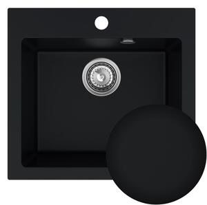 SINK Quality Chiuveta Quality Ferrum 50, chiuveta granit bucatarie 490x450x195 mm + sifon crom, negru, SKQ-FER.C.1K50.X