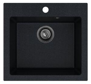 SINK Quality Chiuveta Quality Ferrum 50, chiuveta granit bucatarie 490x450x195 mm + sifon negru, brocart, SKQ-FER.B.1K50.XB
