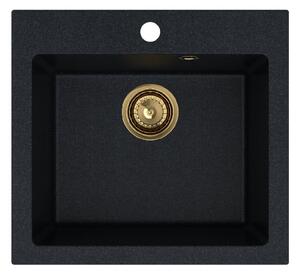 SINK Quality Chiuveta Quality Ferrum 50, chiuveta granit bucatarie 490x450x195 mm + sifon auriu, brocart, SKQ-FER.B.1K50.XG