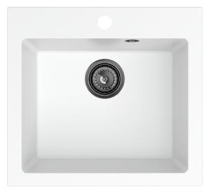 SINK Quality Chiuveta Quality Ferrum 50, chiuveta granit bucatarie 490x450x195 mm + sifon negru, alb, SKQ-FER.W.1K50.XB