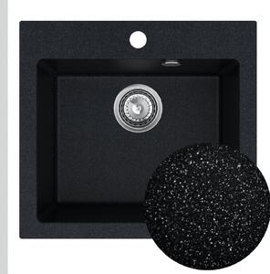 SINK Quality Chiuveta Quality Ferrum 50, chiuveta granit bucatarie 490x450x195 mm + sifon crom, brocart, SKQ-FER.B.1K50.X