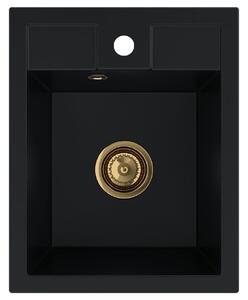 SINK Quality Chiuveta Quality Ferrum 40, chiuveta granit bucatarie 400x500x195 mm + sifon auriu, negru, SKQ-FER.C.1K40.XG