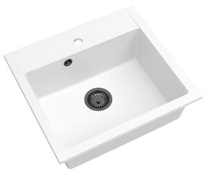 SINK Quality Chiuveta Quality Ferrum, chiuveta granit bucatarie 565x510x205 mm + sifon negru, alb, SKQ-FER.W.1K60.XB