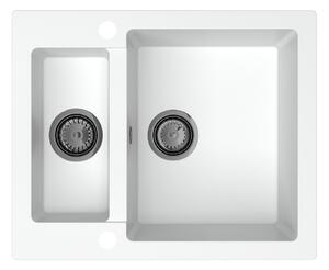 SINK Quality Chiuveta Quality Ferrum, chiuveta granit bucatarie 605x495x210 mm + sifon negru, alb, SKQ-FER.W.5KBO.XB