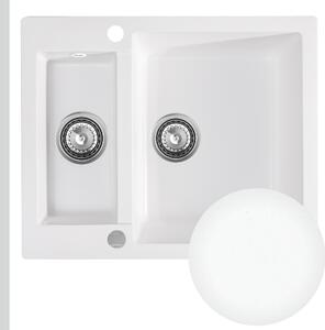 SINK Quality Chiuveta Quality Ferrum, chiuveta granit bucatarie 605x495x210 mm + sifon crom, alb, SKQ-FER.W.5KBO.X