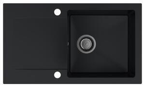SINK Quality Chiuveta Quality Ferrum, chiuveta granit bucatarie 770x450x190 mm + sifon negru, negru, SKQ-FER.C.1KDO.XB